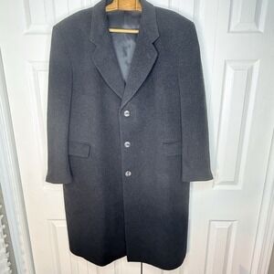Imported‎ Cashmere Blend Mens Thick Long Dark Gray Coat Size 48